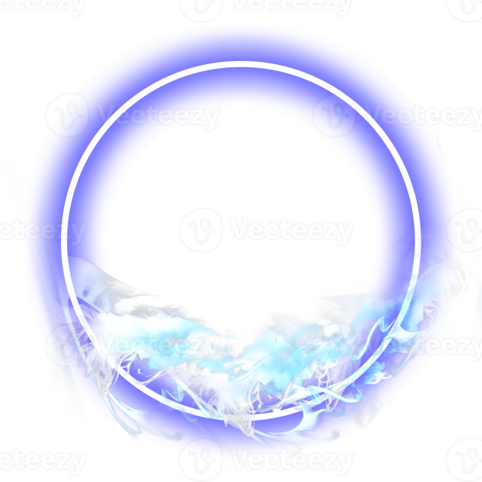 neón circulo con fumar efecto png