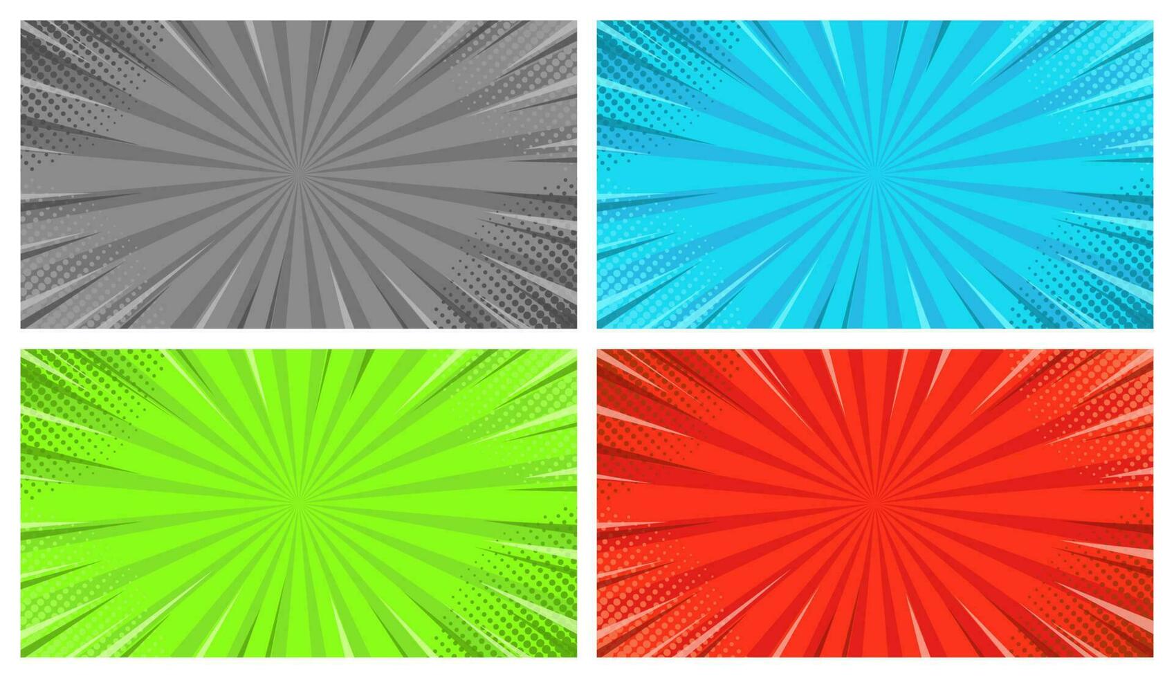 Retro Comic Speed Lines Colorful Abstract Background Vector Set