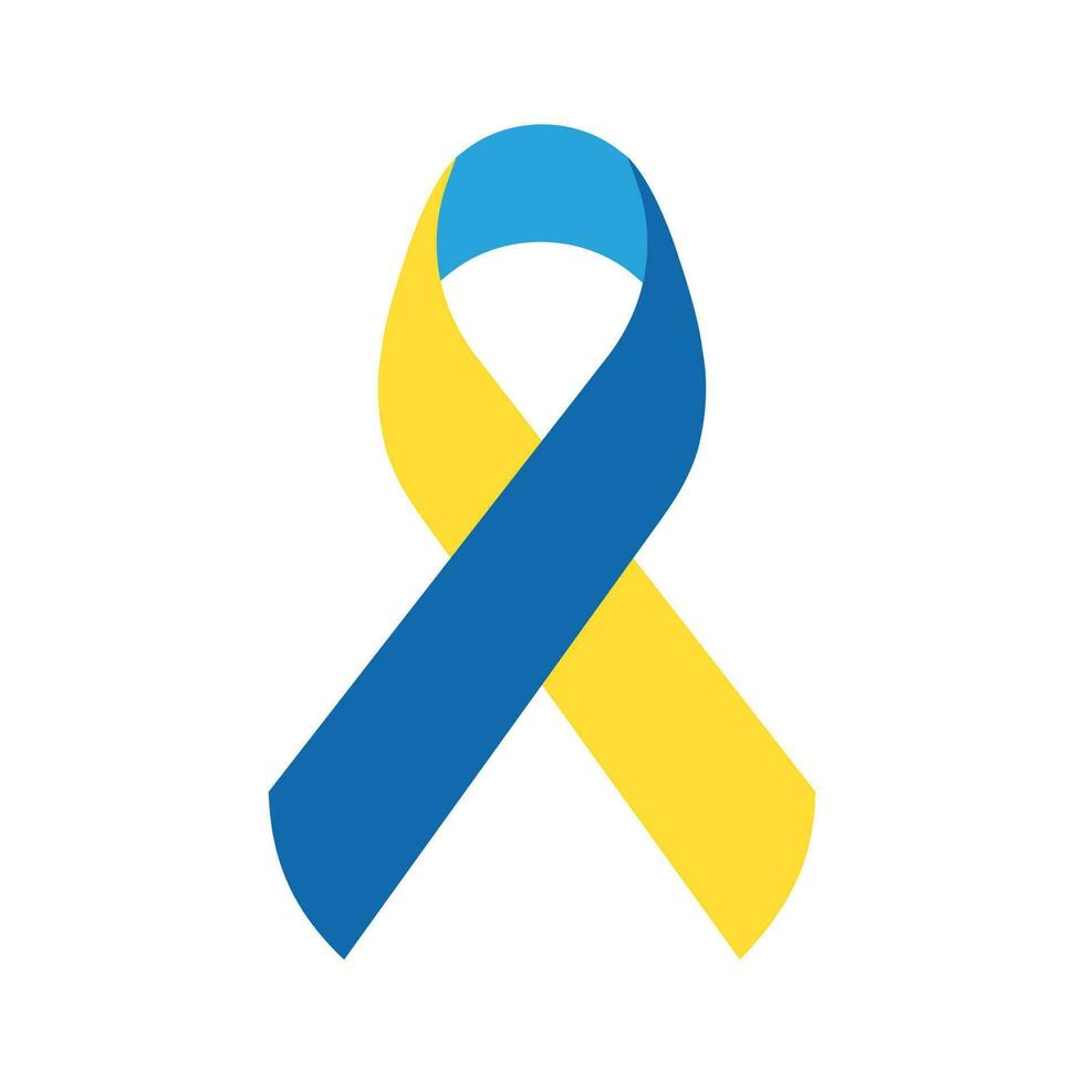 Down Syndrome Blue Yellow Ribbon Isolated Vector Illustration