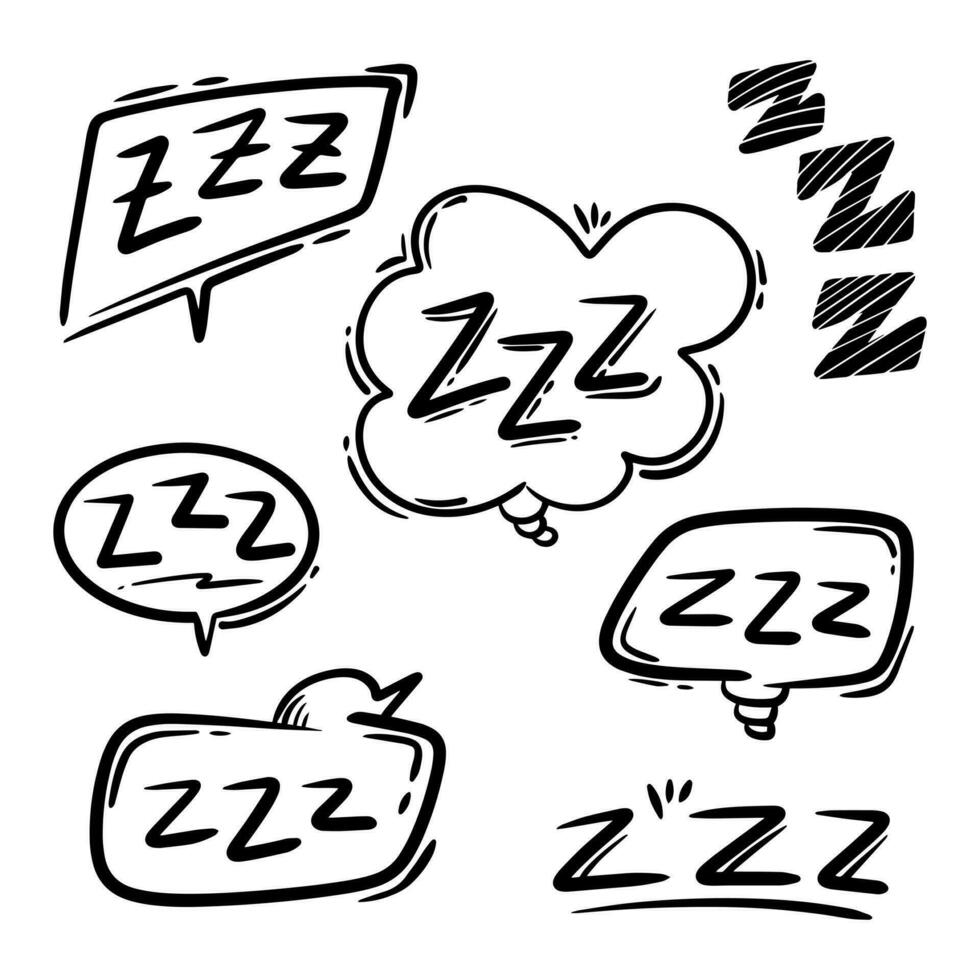 Hand drawn zzz symbol for sleeping, doodle illustration vector