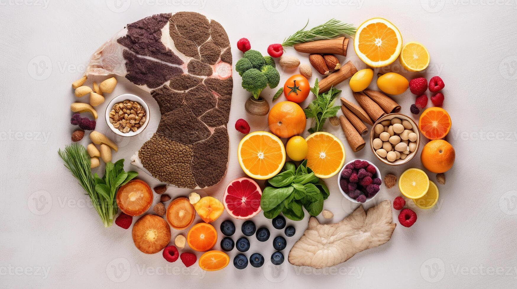 The best foods for healthy lungs and breathing. Assortment of natural products to boost lungs health with the inscription Healthy Lungs. Healthy diet for lungs, photo