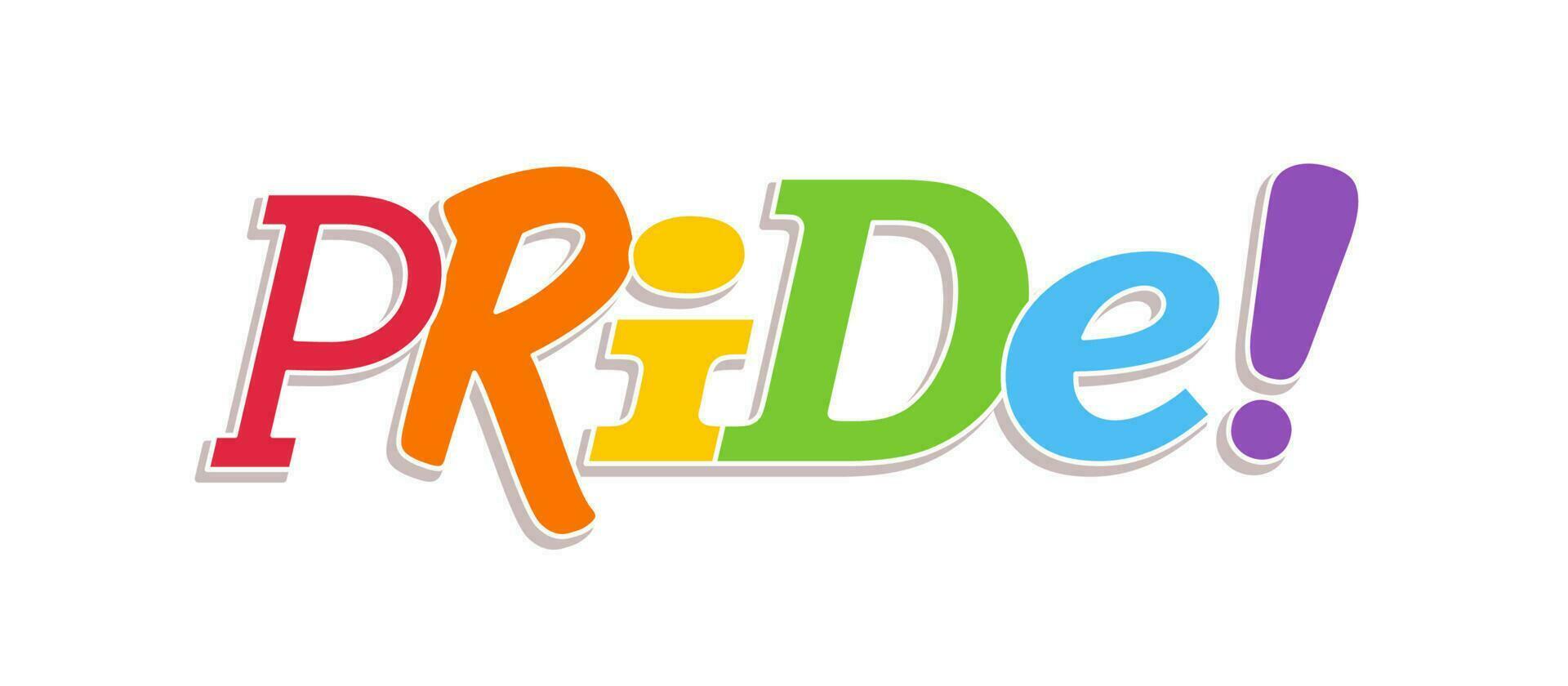 orgullo letras con arco iris bandera colores. diferente estilo letras formando el orgullo palabra. vector