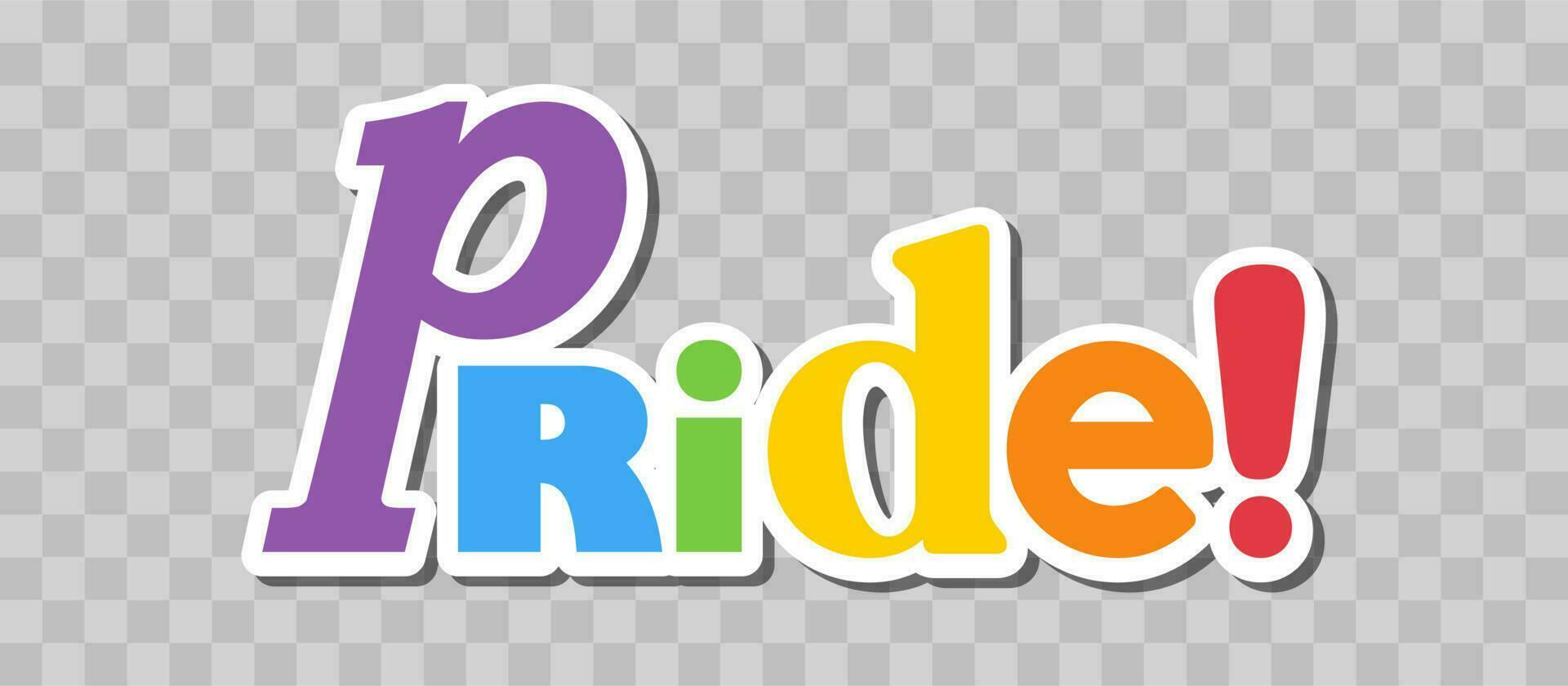 orgullo letras con arco iris bandera colores. diferente estilo letras formando el orgullo palabra. vector