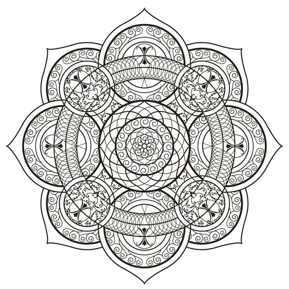 Monochrome Mandala Ornament Design Isolated On A White Background. vector