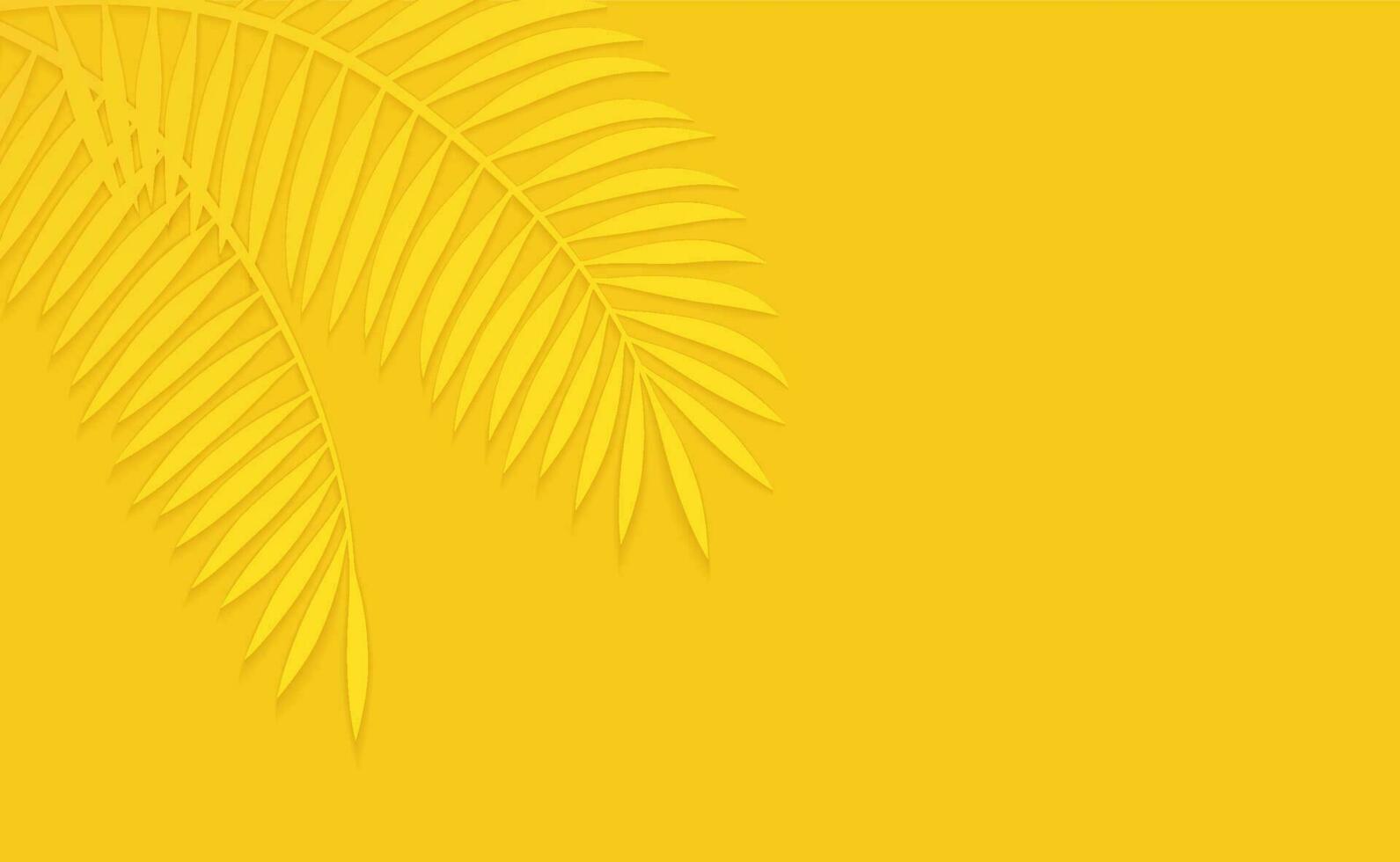 Vector Palm Leaf Silhouette Illustration With Text Space On A Vibrant Yellow Background.