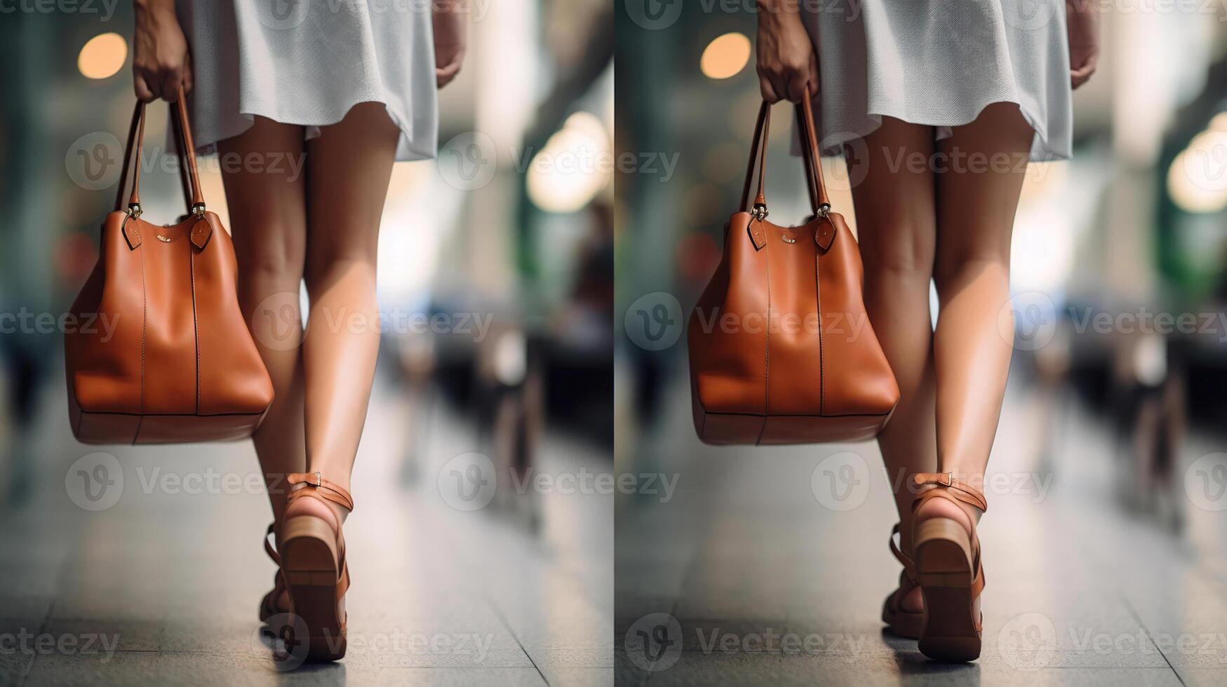 Woman legs with handbag, photo