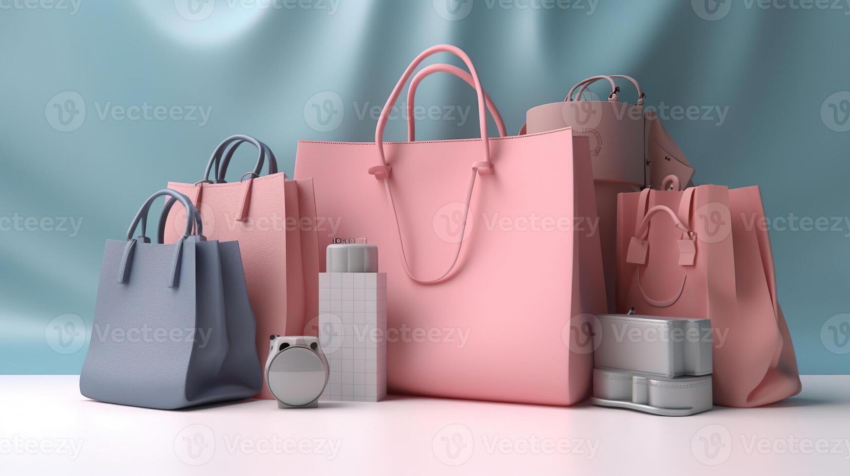 Shopping bags like electronics, shoes, cosmetics. Shopping business