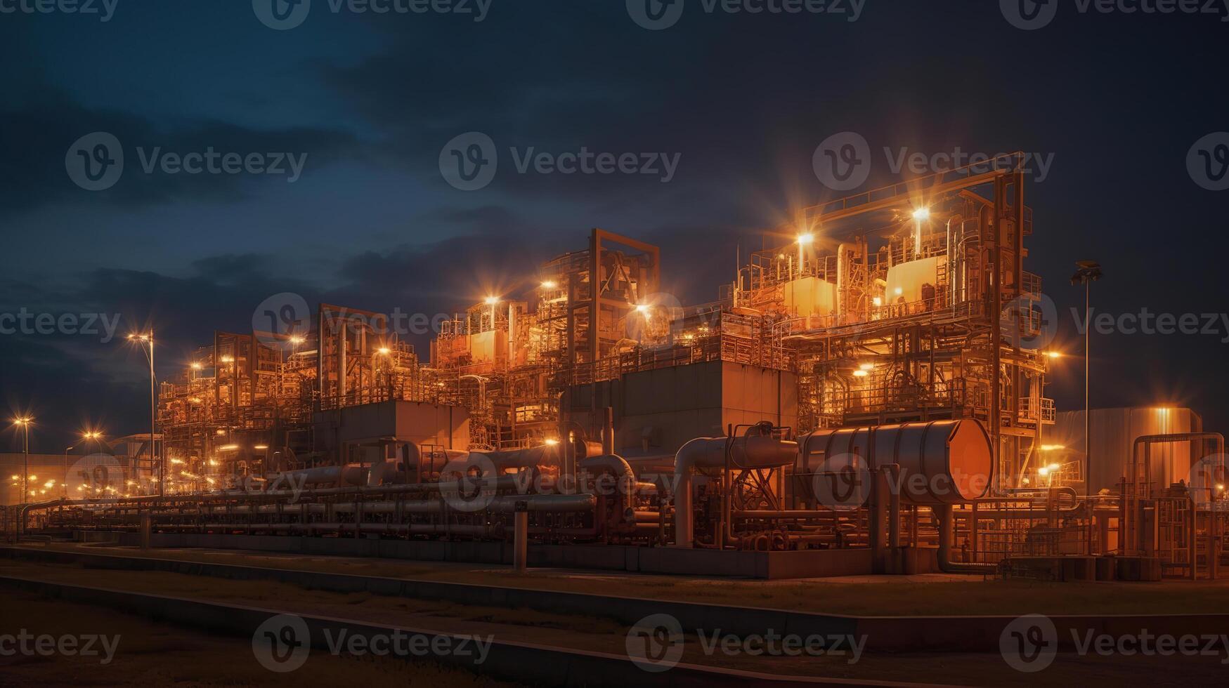 Gas turbine electrical power plant with in Twilight power for factory energy concept, photo