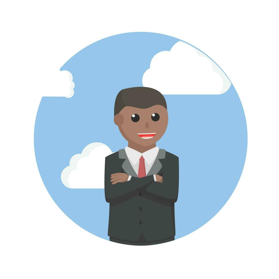 empresario africano en circulo marco diseño personaje en blanco antecedentes vector