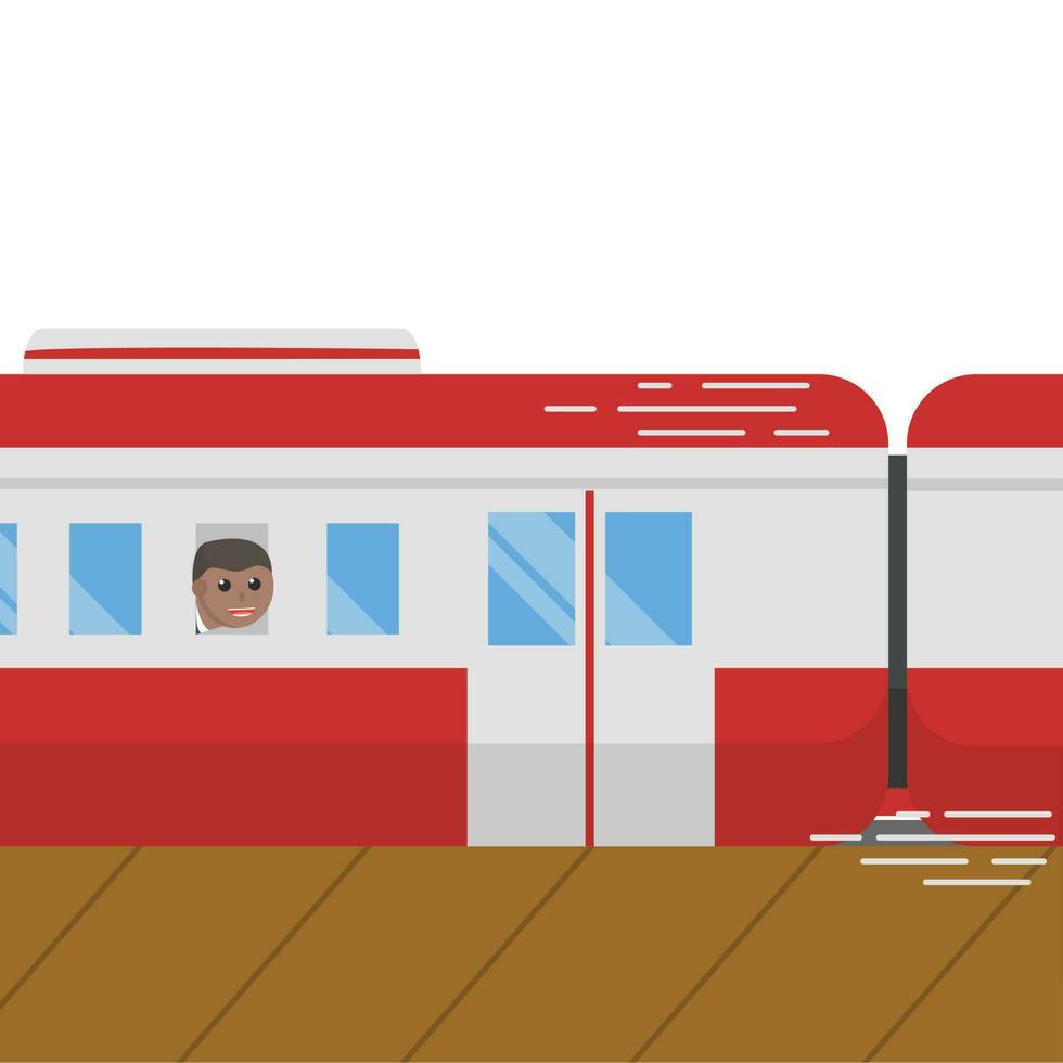 empresario africano en el tren diseño personaje en blanco antecedentes vector