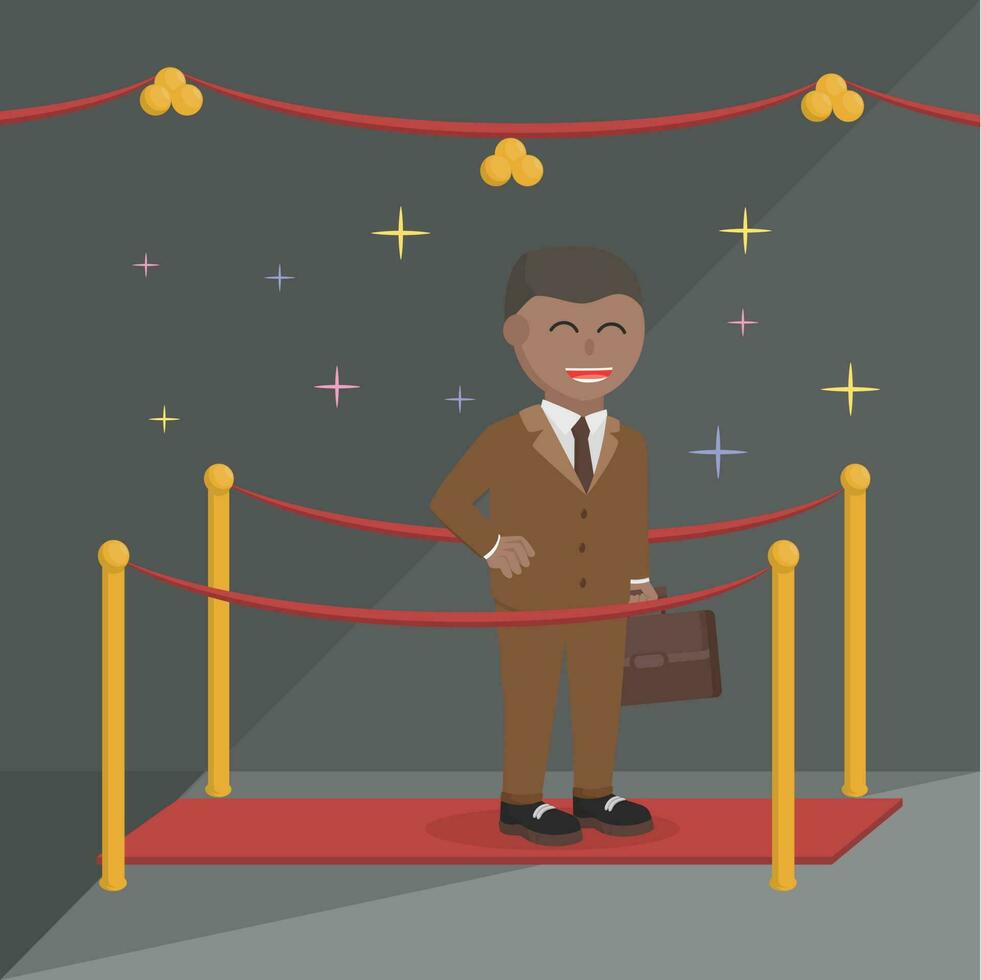 businessman african in red carpet glamour background design character vector