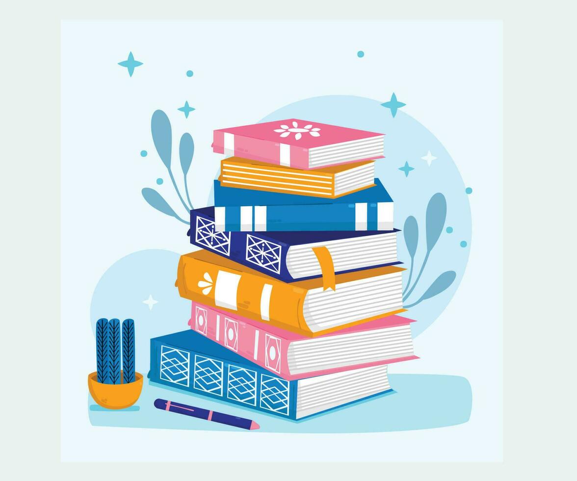 Hand Drawn Stack Book Illustration 2 vector