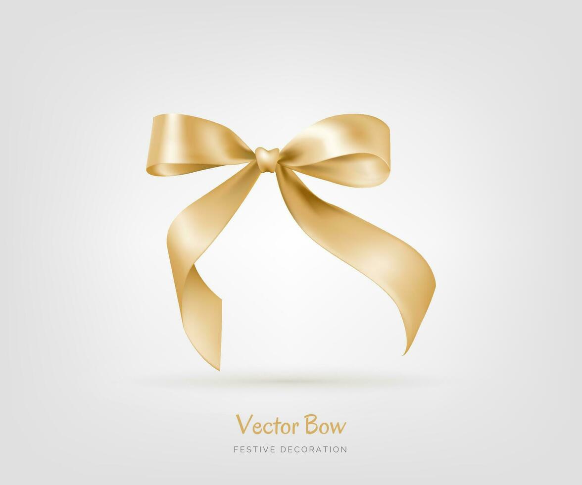 gold beige ribbon bow isolated on white, simple ribbon cross shape border  Stock Photo