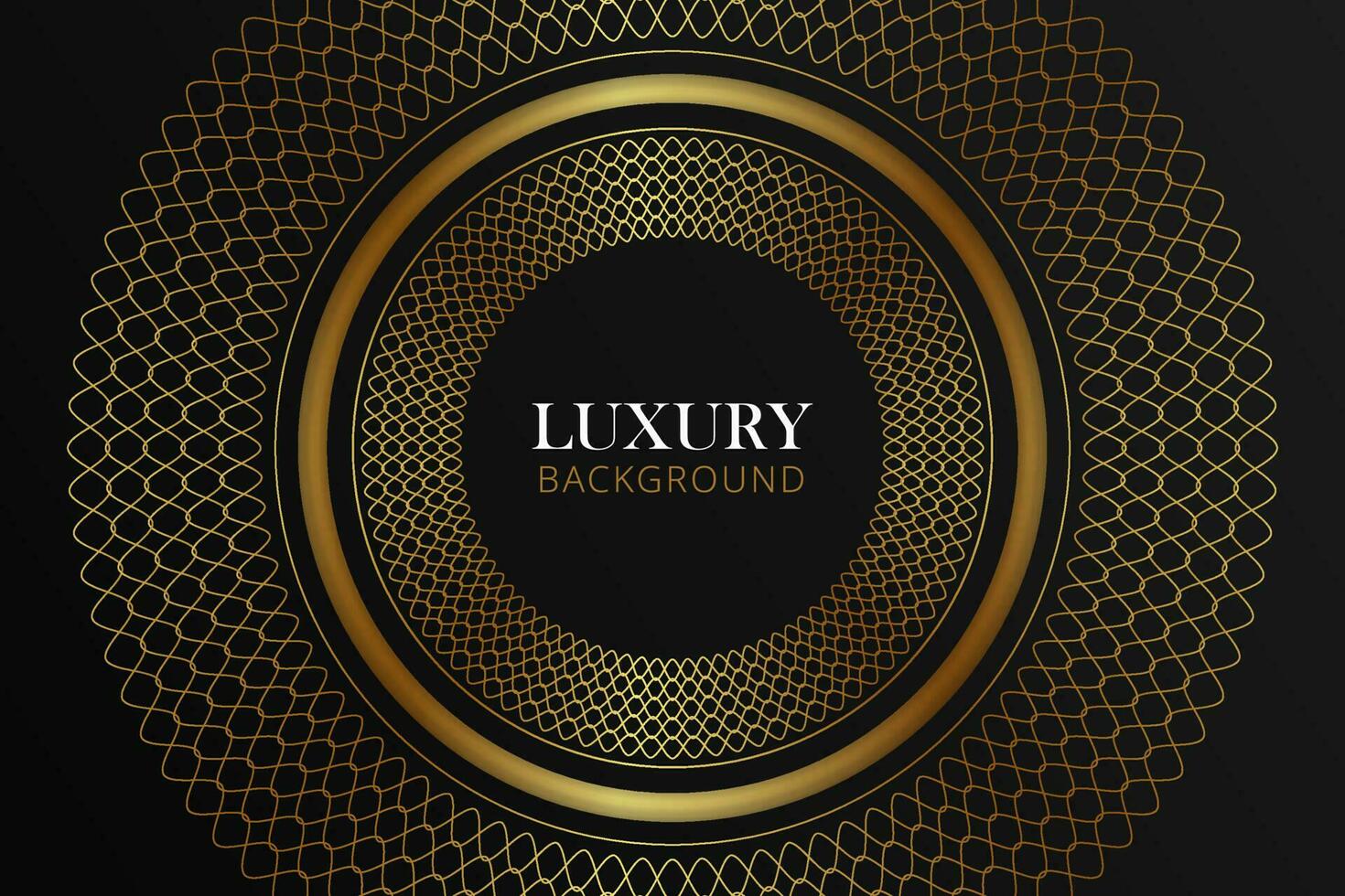 Golden Mandala Circle Frame Vector Illustration for Luxury Wedding Invitation or Premium Presentation Template Design with Elegant Geometric Decorative Element and Glowing Effect on Black Background
