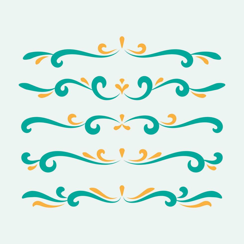 Set of ornamental filigree flourishes and dividers. Classical vintage elements, vector illustration