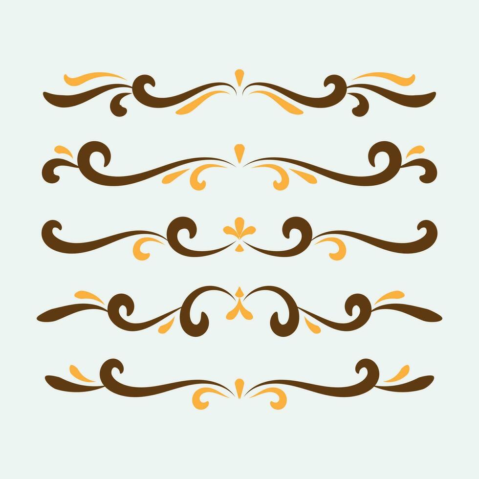 Set of ornamental filigree flourishes and dividers. Classical vintage elements, vector illustration