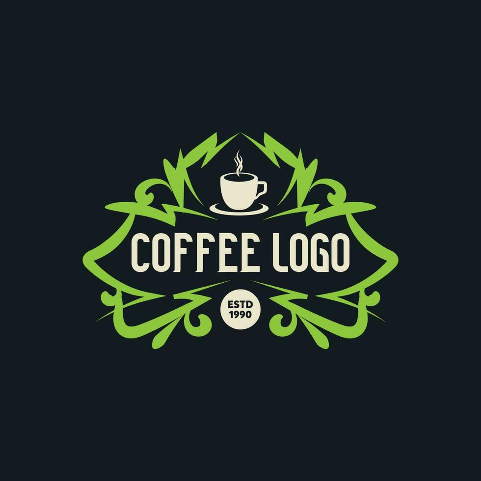 café tienda logo, Insignia y etiqueta diseño elemento. taza, frijoles, café Clásico estilo objeto. retro vector ilustración.