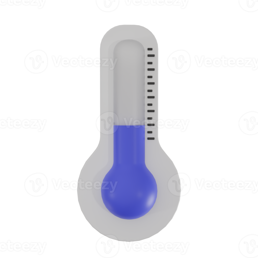 3d renderen weer thermometer icoon. voorspelling, klimaat en meteorologie icoon. verkoudheid temperatuur symbool illustratie. png