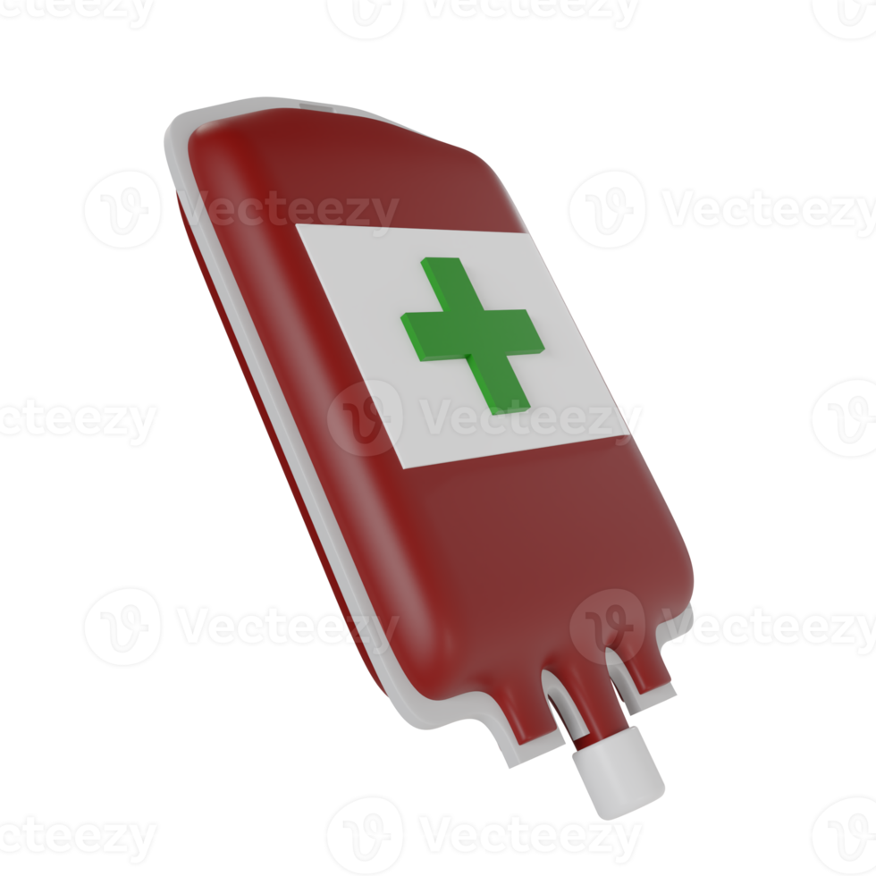 3d render icon illustration medicine emergency blood plasma transfusion injection bag png