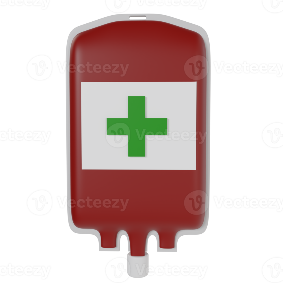 3d framställa ikon illustration medicin nödsituation blod plasma transfusion injektion väska png