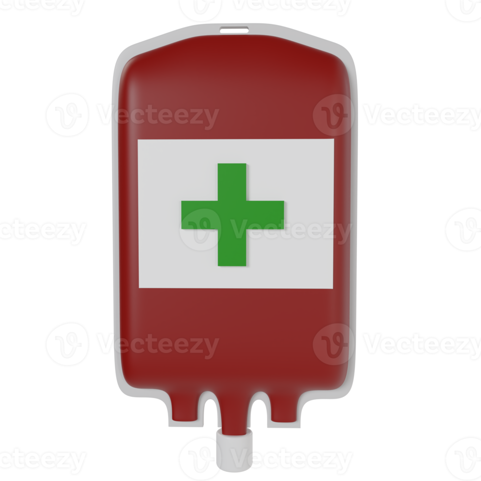 3d render icon illustration medicine emergency blood plasma transfusion injection bag png