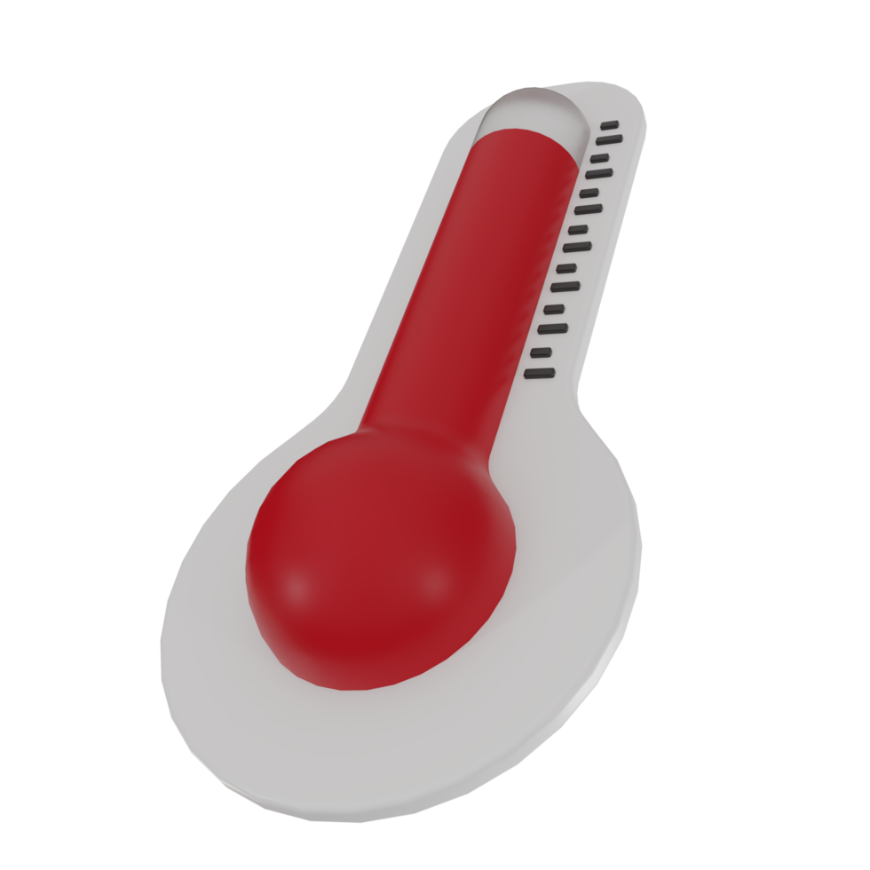 Thermometer 3D render illustration icon. Red thermometers measuring heat temperature. png