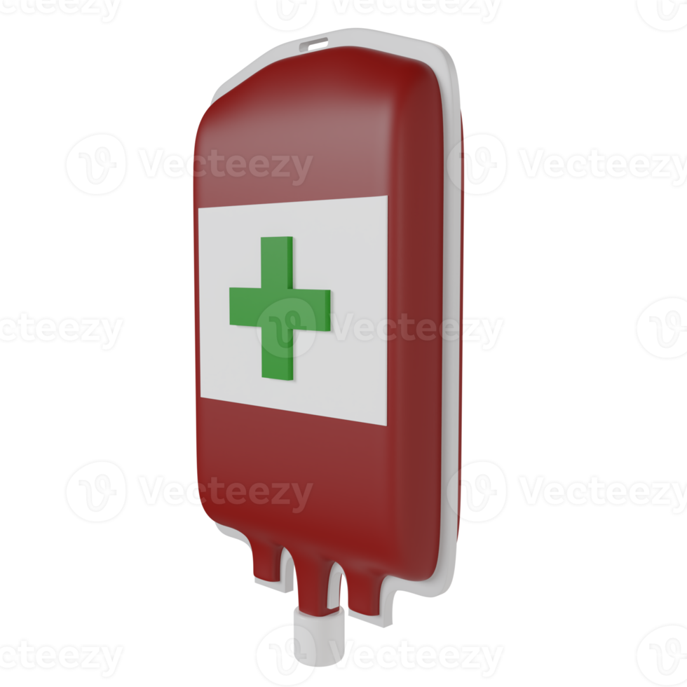 3d render icon illustration medicine emergency blood plasma transfusion injection bag png