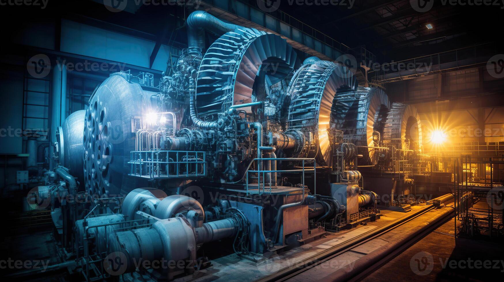 Gas turbine electrical power plant with in Twilight power for factory energy concept, photo
