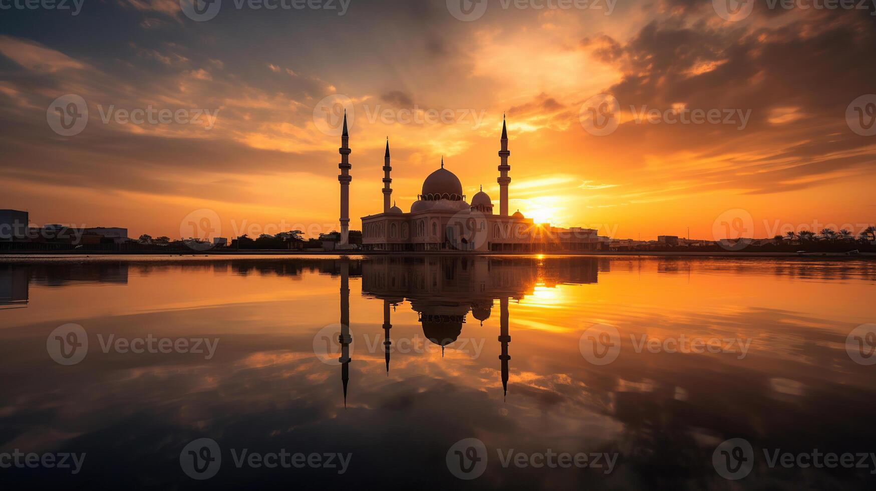 Sunset at Central Songkhla Mosque, photo