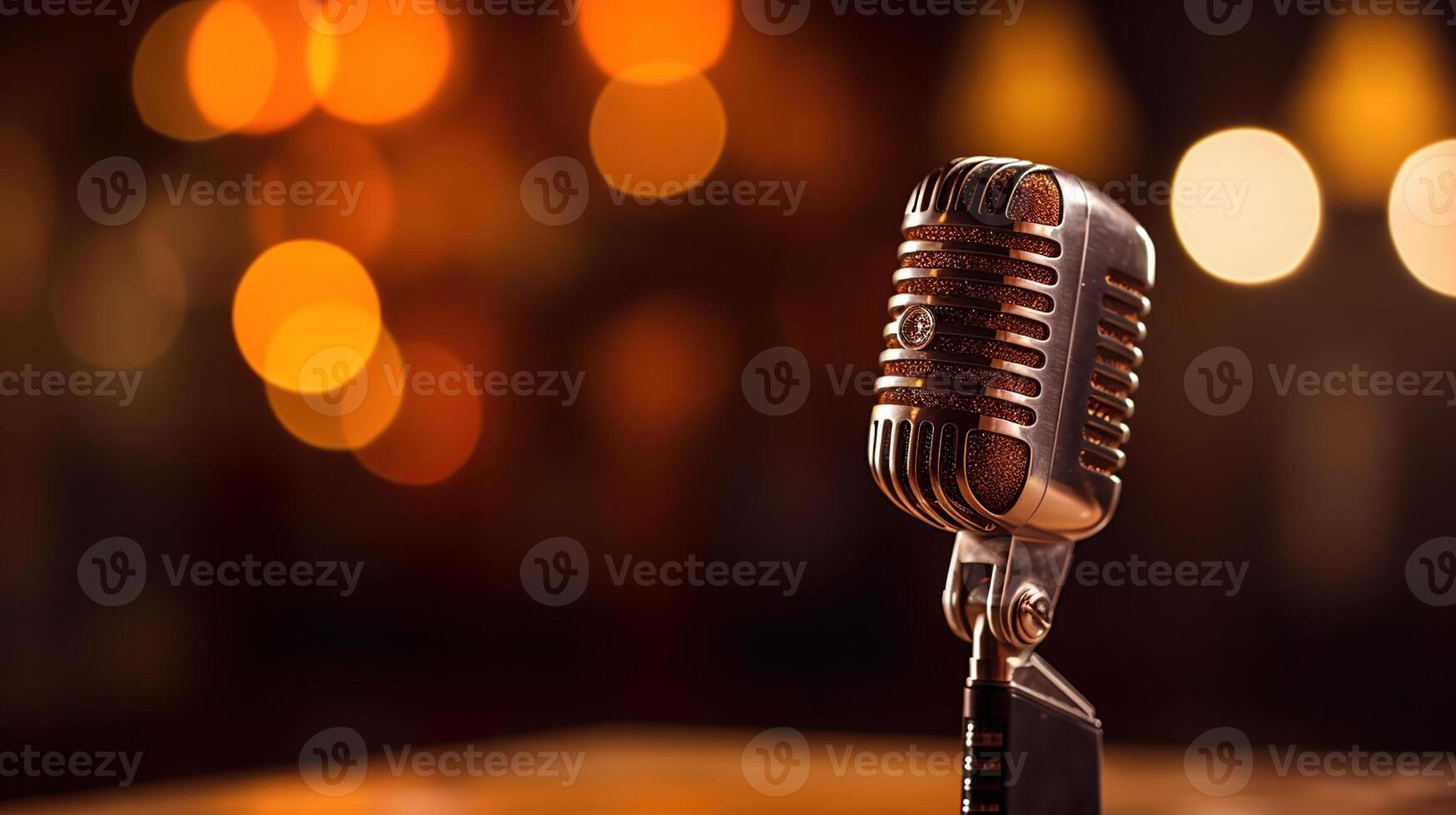 Sing - Retro Mic With Defocused Abstract Background, photo