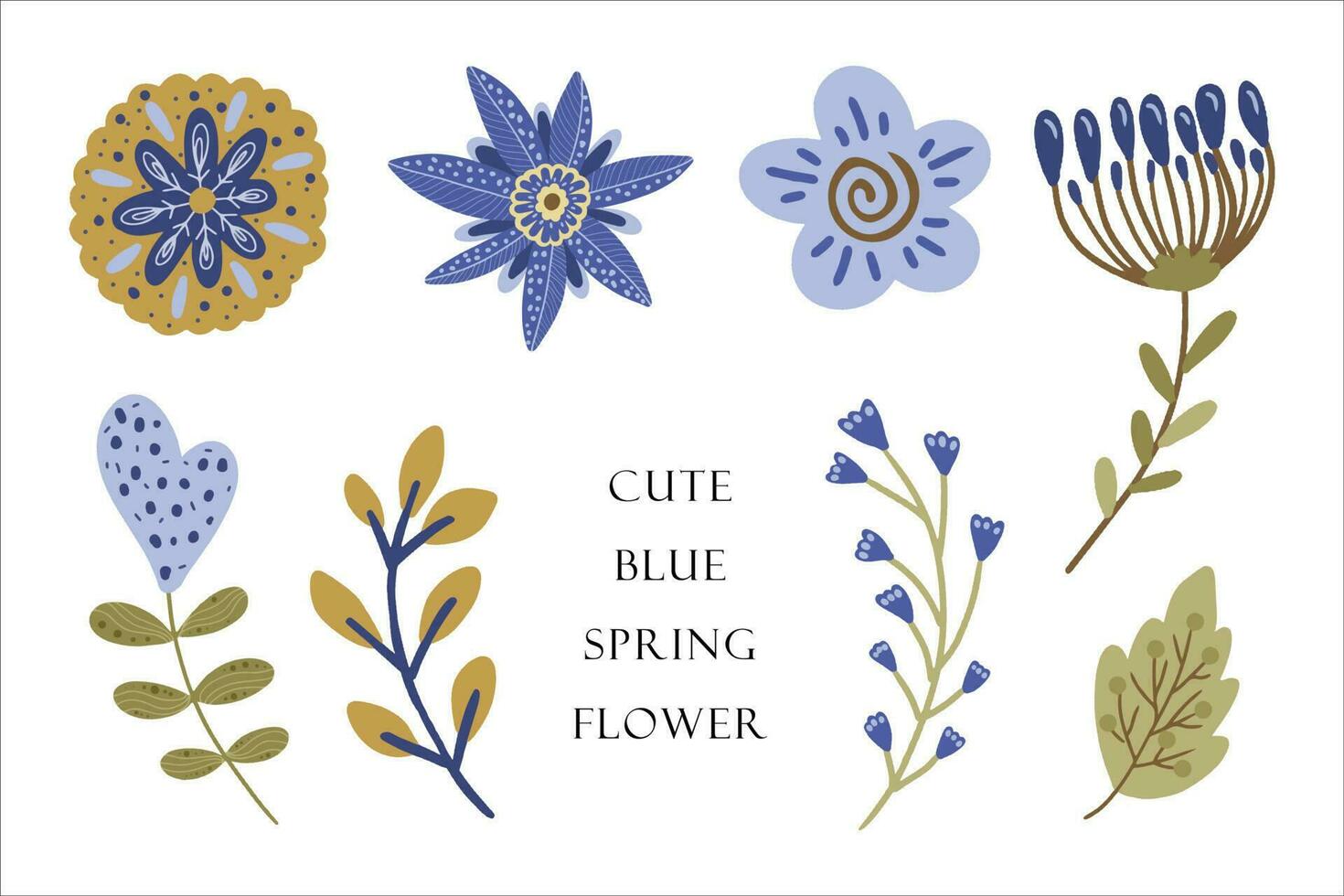 Cute Spring and Summer Flower Flat Design Collection vector