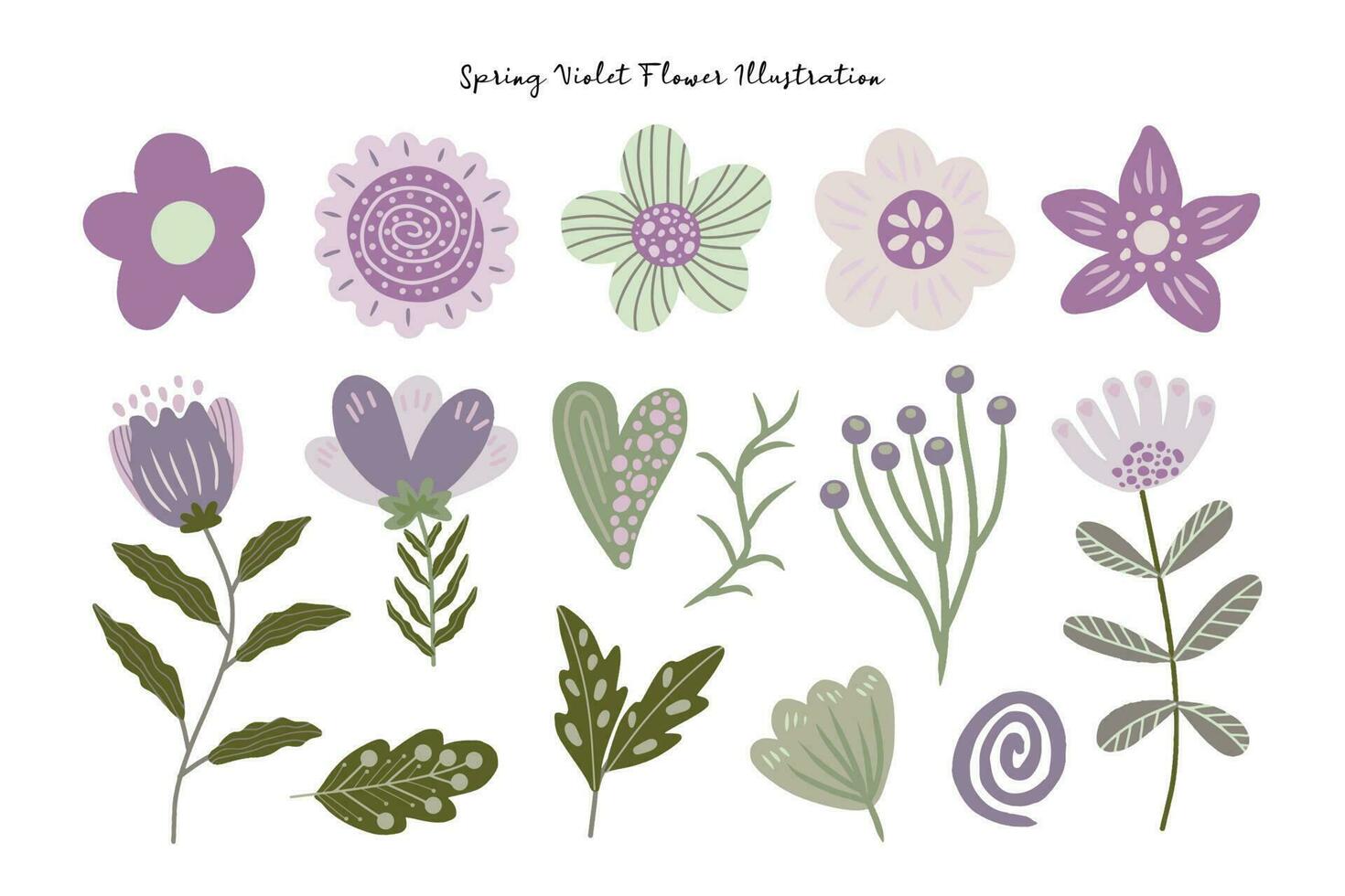 Cute Spring and Summer Flower Flat Design Collection vector