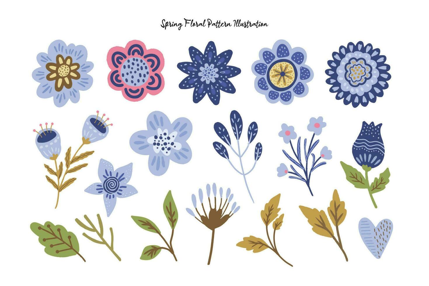 Cute Spring and Summer Flower Flat Design Collection vector