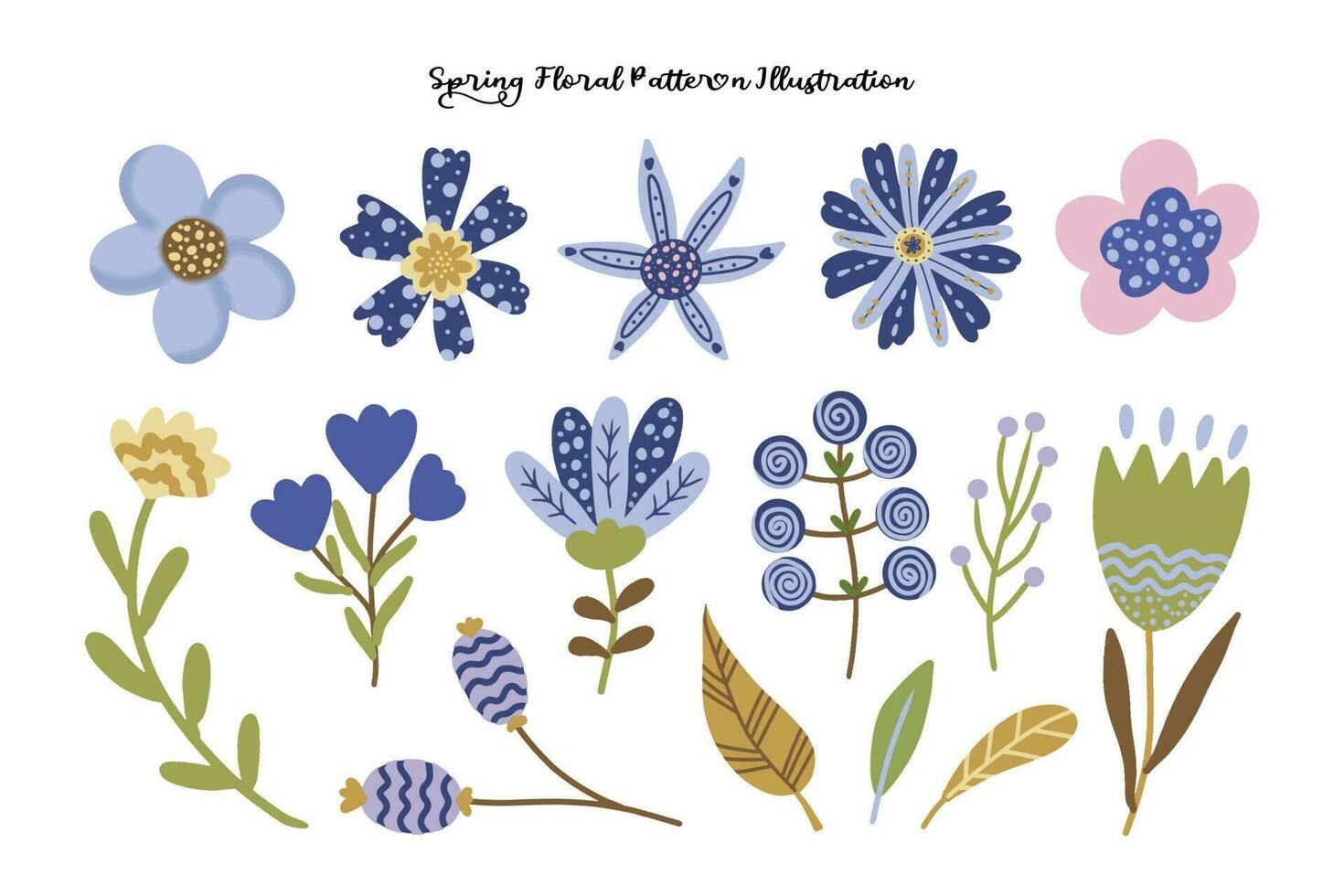 Cute Spring and Summer Flower Flat Design Collection vector