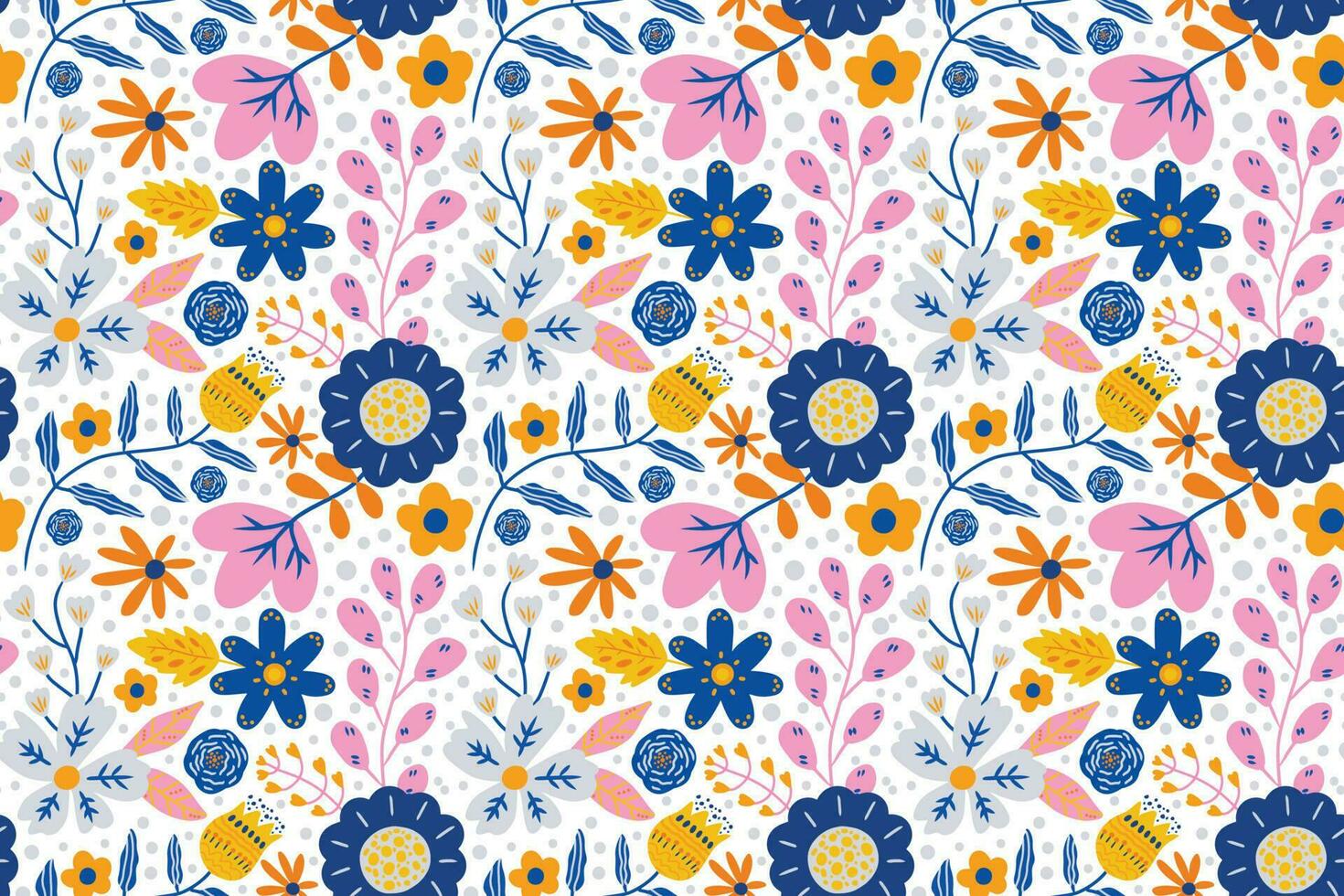 Colorful Retro Summer Flower Seamless Pattern vector