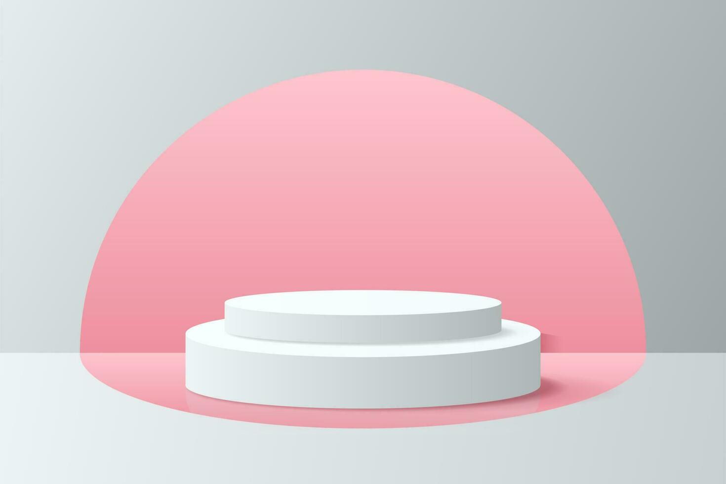 podio de visualización de productos de fondo 3d. renderizado 3d vectorial de fondo con podio. stand para mostrar el producto cosmético en el podio 3d. escaparate de escenario en pedestal pantalla estudio de fondo beige vector