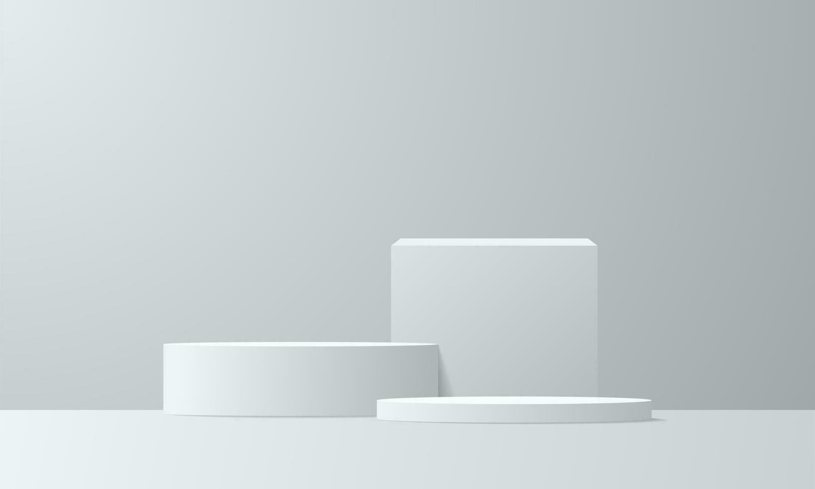 podio de visualización de productos de fondo 3d. renderizado 3d vectorial de fondo con podio. stand para mostrar el producto cosmético en el podio 3d. escaparate de escenario en pedestal pantalla estudio de fondo beige vector