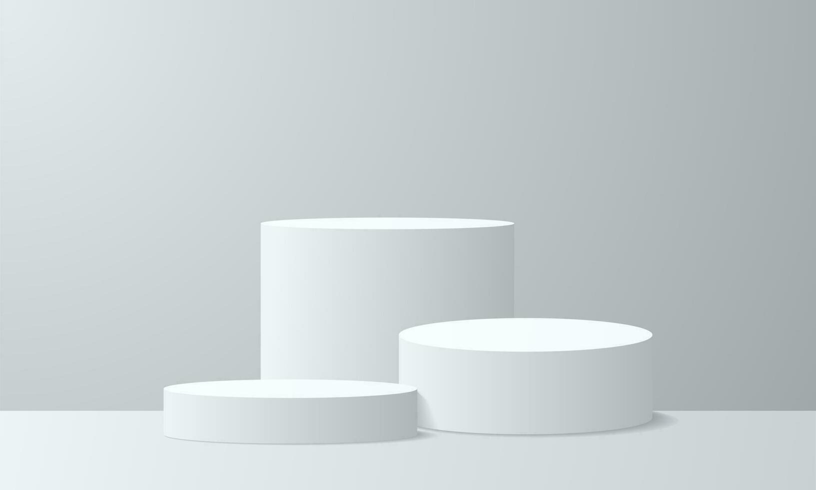 podio de visualización de productos de fondo 3d. renderizado 3d vectorial de fondo con podio. stand para mostrar el producto cosmético en el podio 3d. escaparate de escenario en pedestal pantalla estudio de fondo beige vector