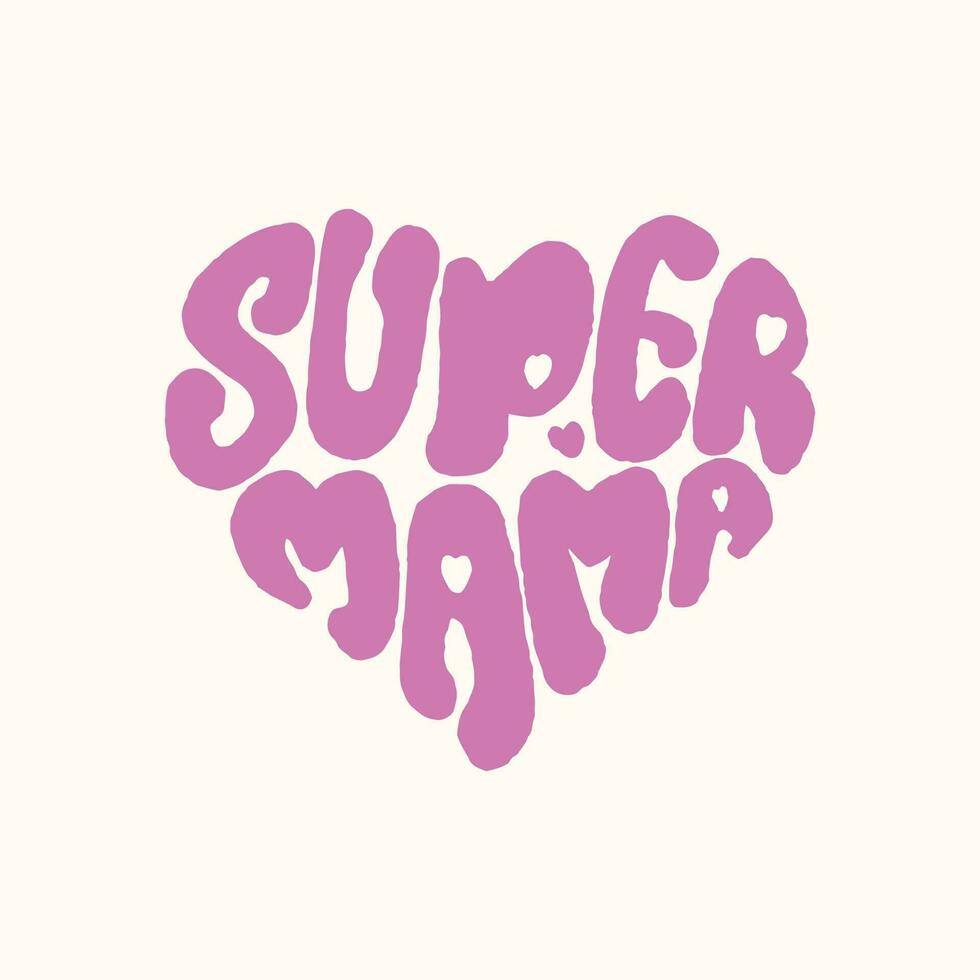Super mom. Sticker for social media content. Vector hand drawn illustration design.
