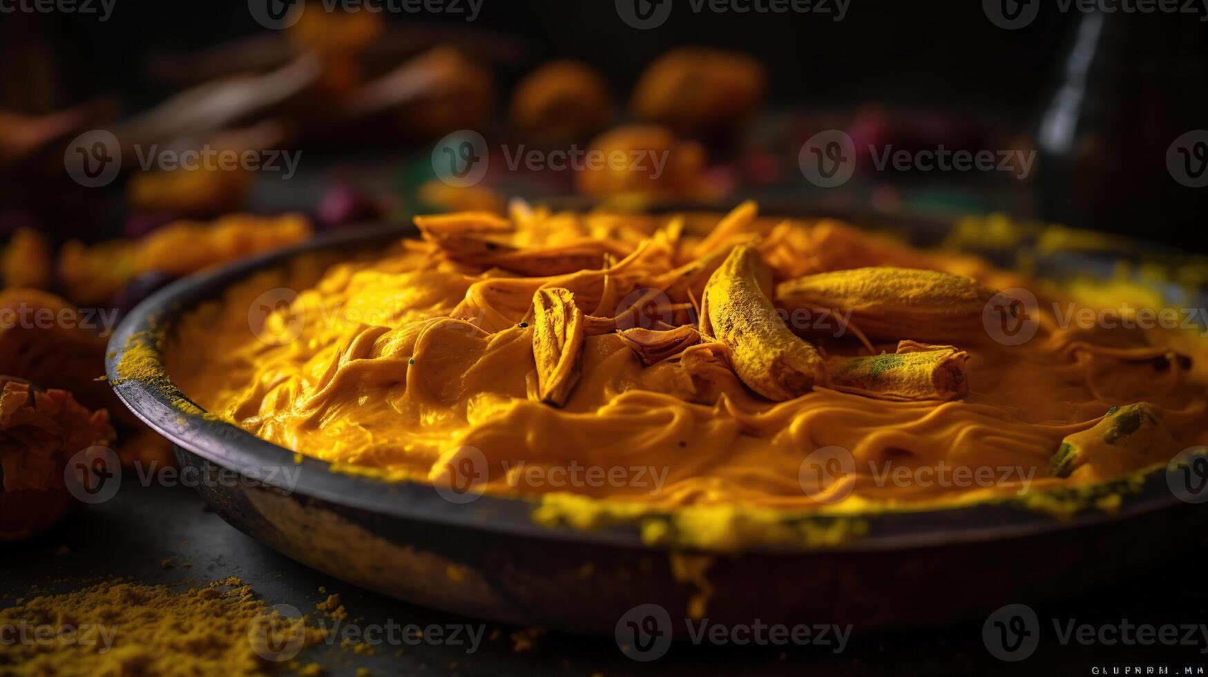 Haldi turmeric paste closeup capture, photo