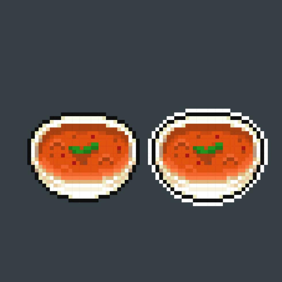 tomato soup in pixel art style vector