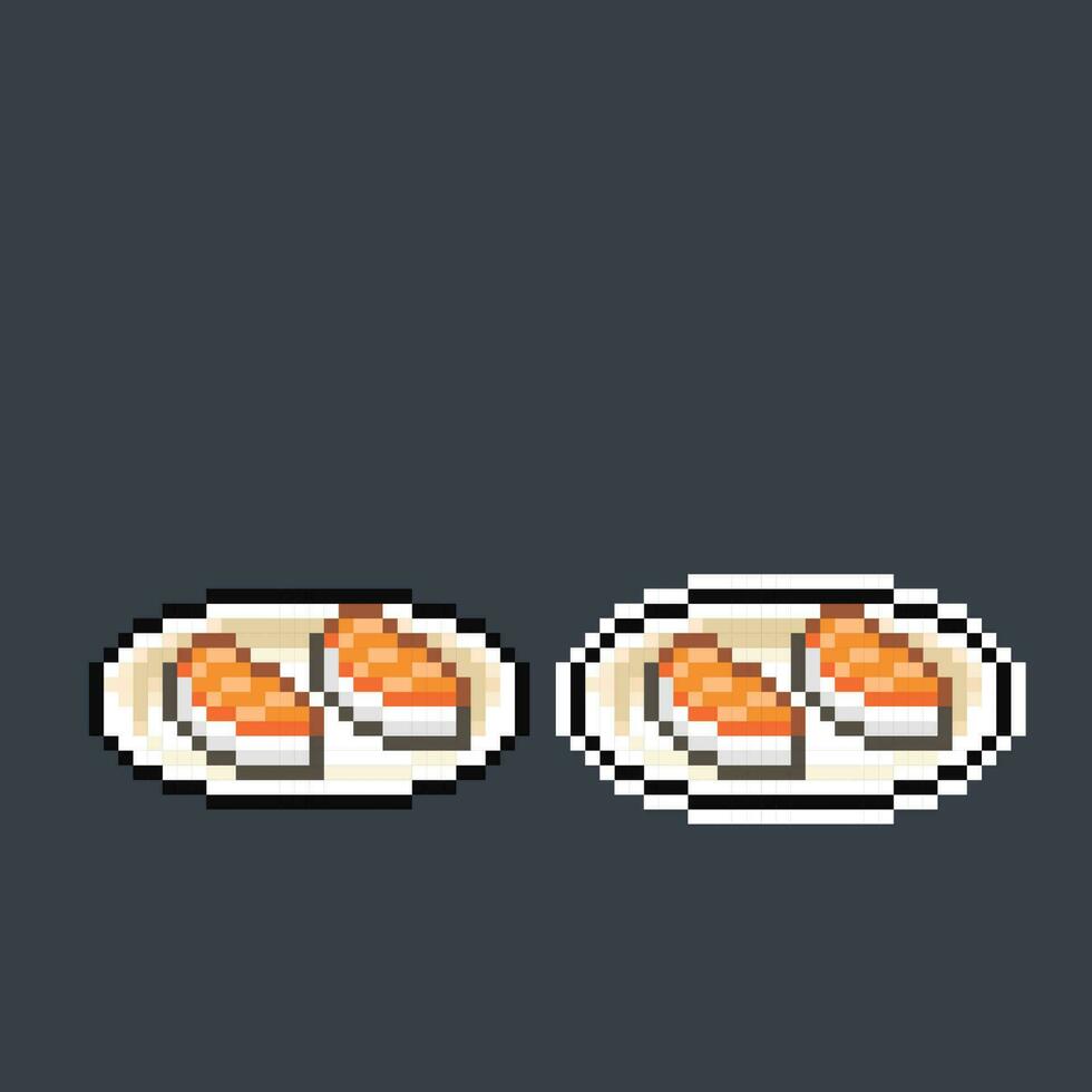 sushi food in pixel art style vector