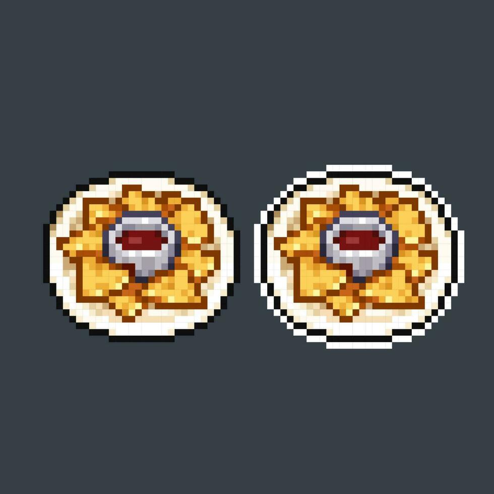 savoury fishcake delicacy food in pixel art style vector