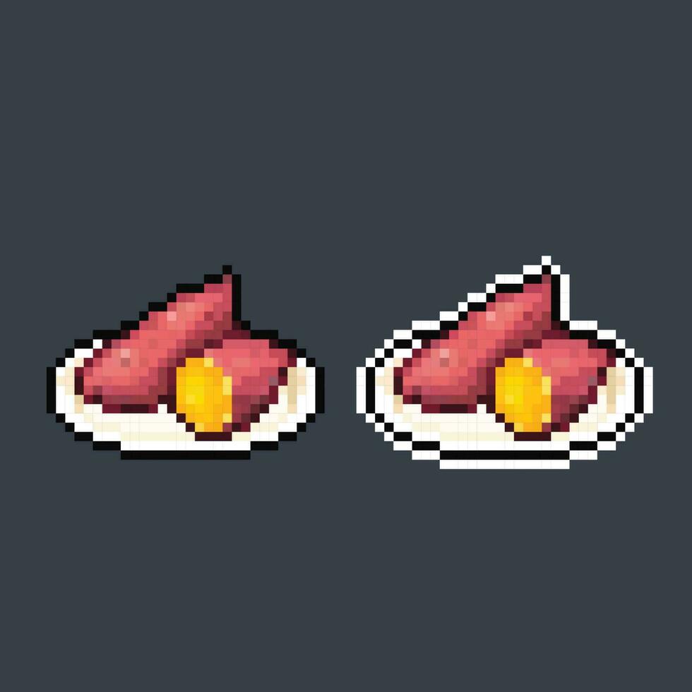 sweet potato in pixel art style vector