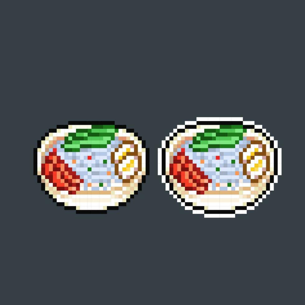 rice noodles in pixel art style vector