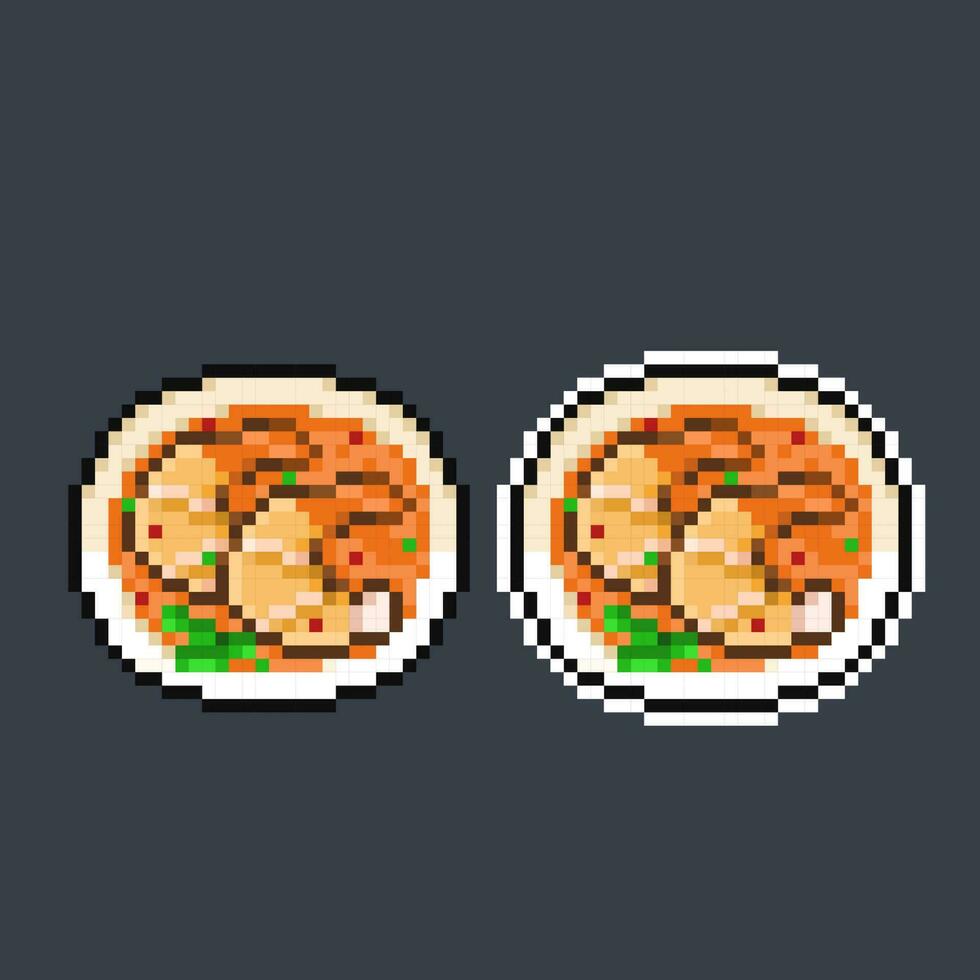 spicy shrimp in pixel art style vector