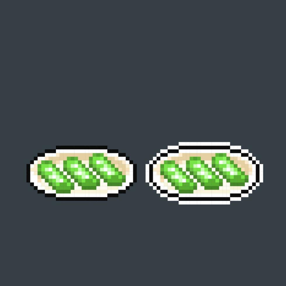 putu cake in pixel art style vector