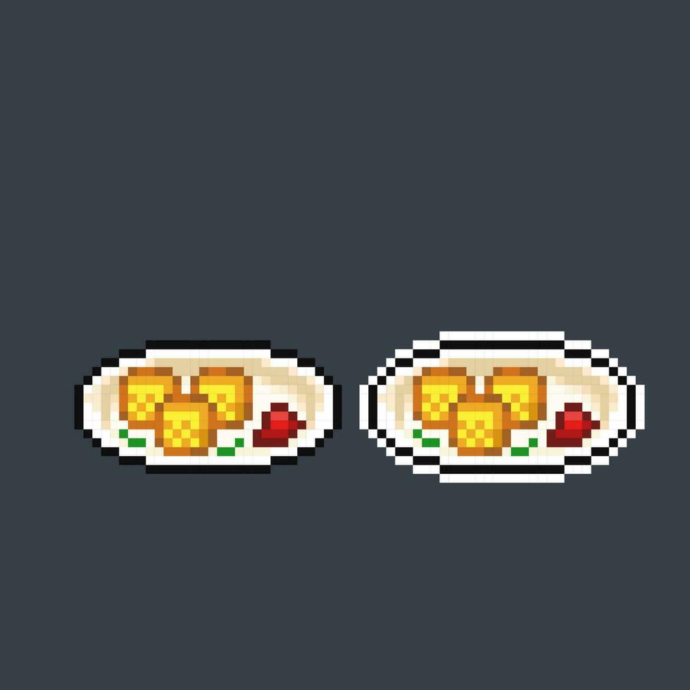 fried tofu in pixel art style vector