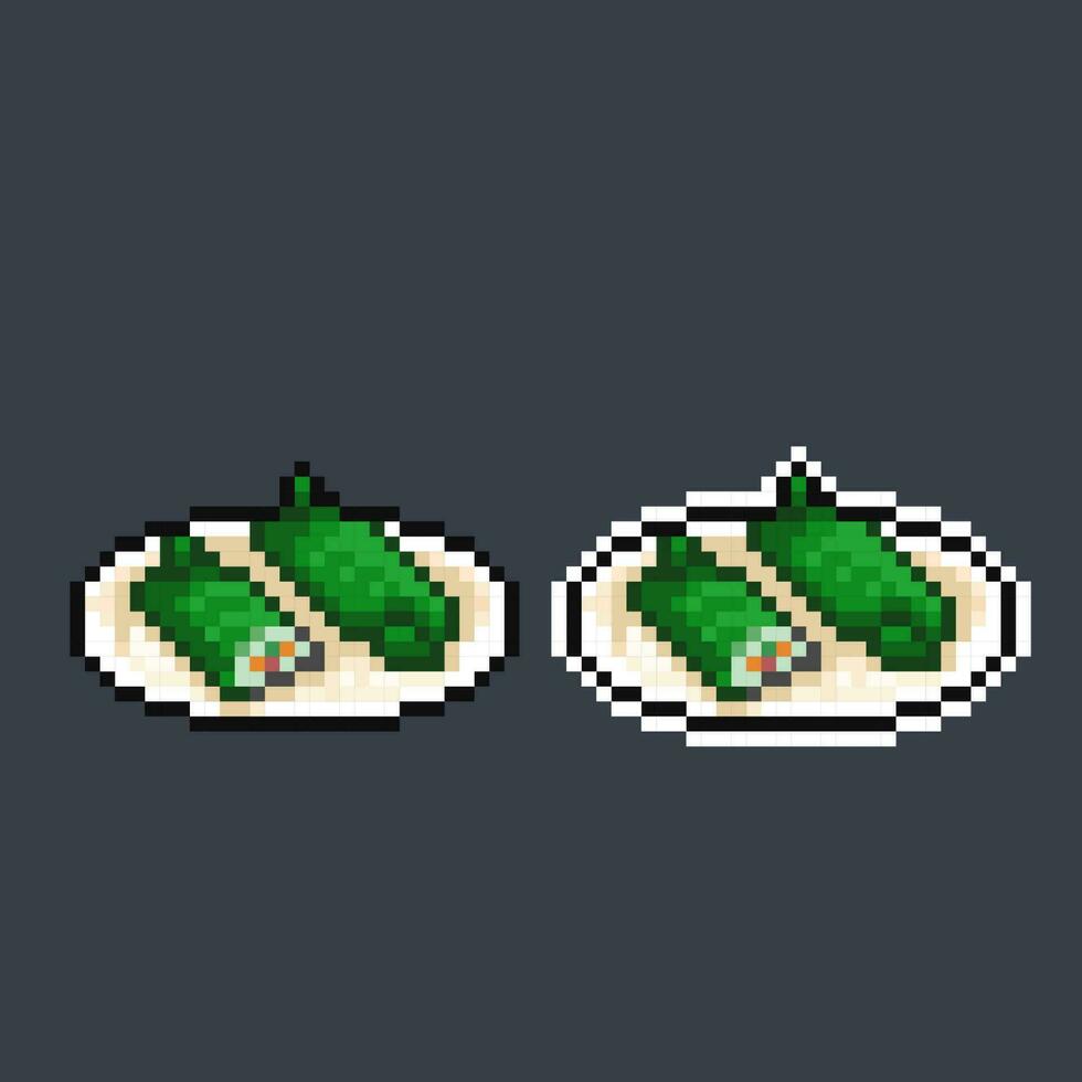 lemper indonesian traditional food in pixel art style vector