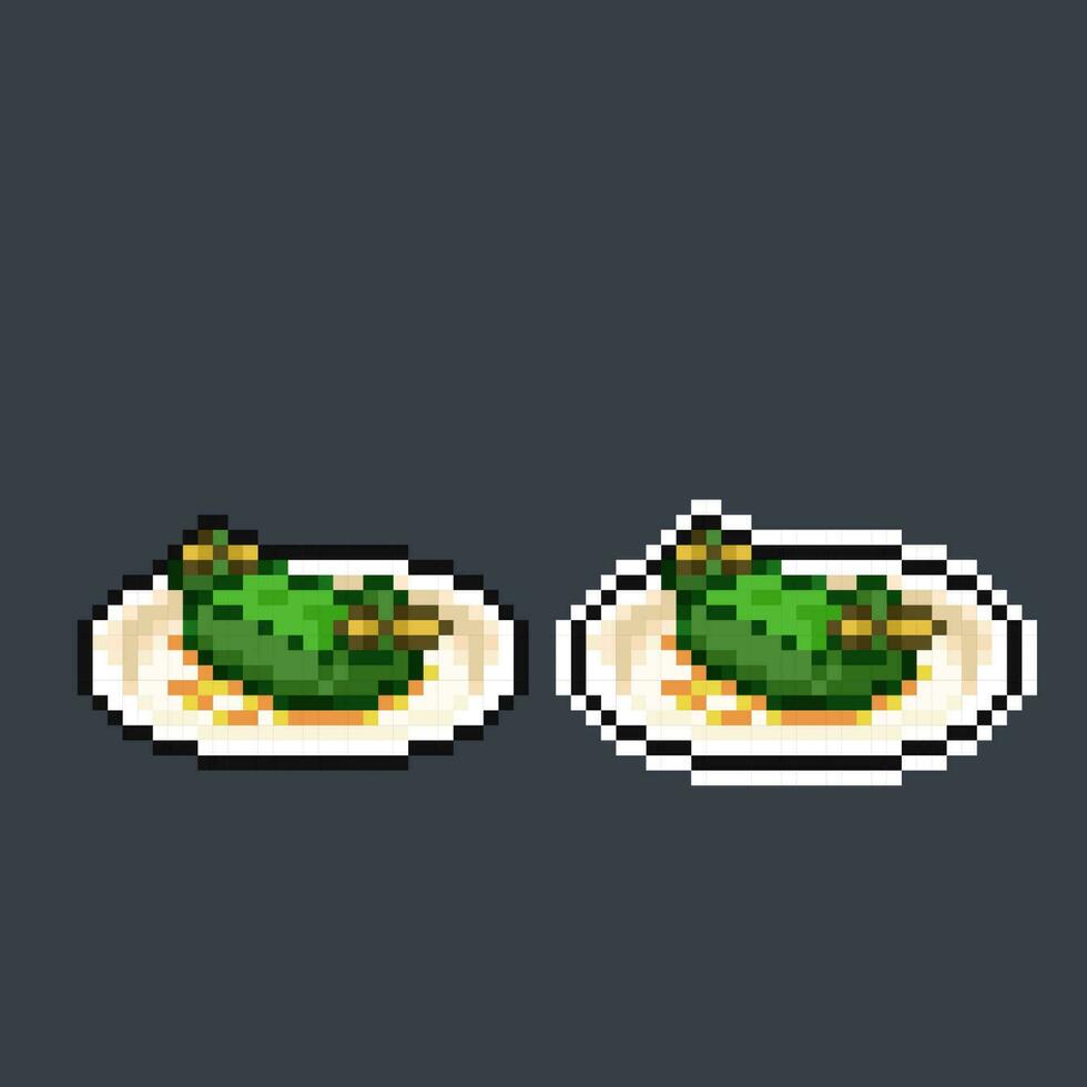 pepes dishes in pixel art style vector